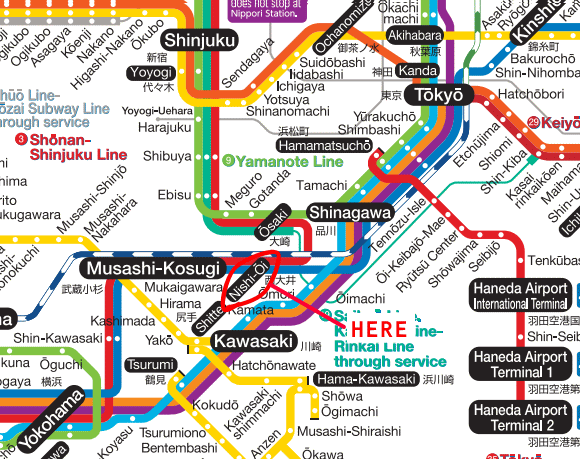 nishiooi railway map