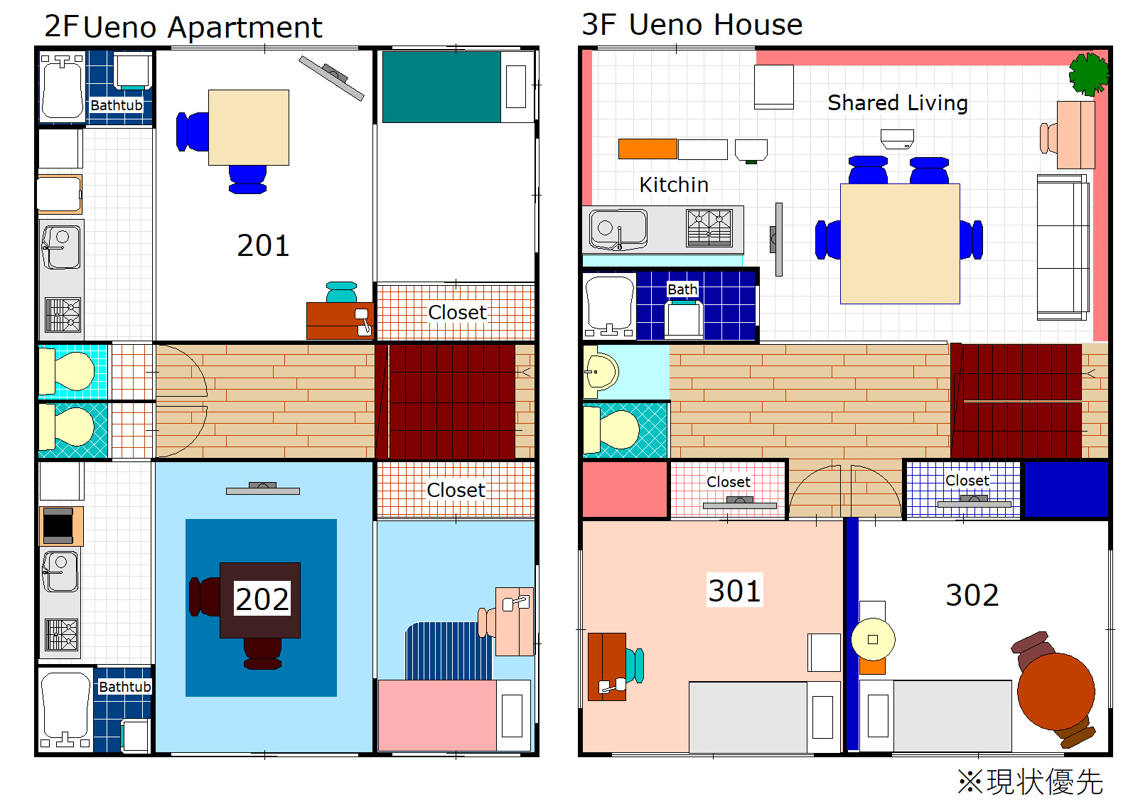 Ueno room layout Tokyo